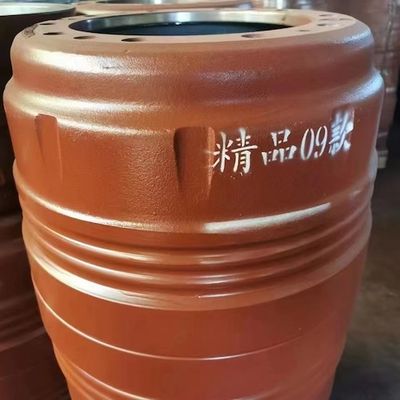 Customized Cast Iron Wheel Drum Iron Casting Parts Red Powder Coated